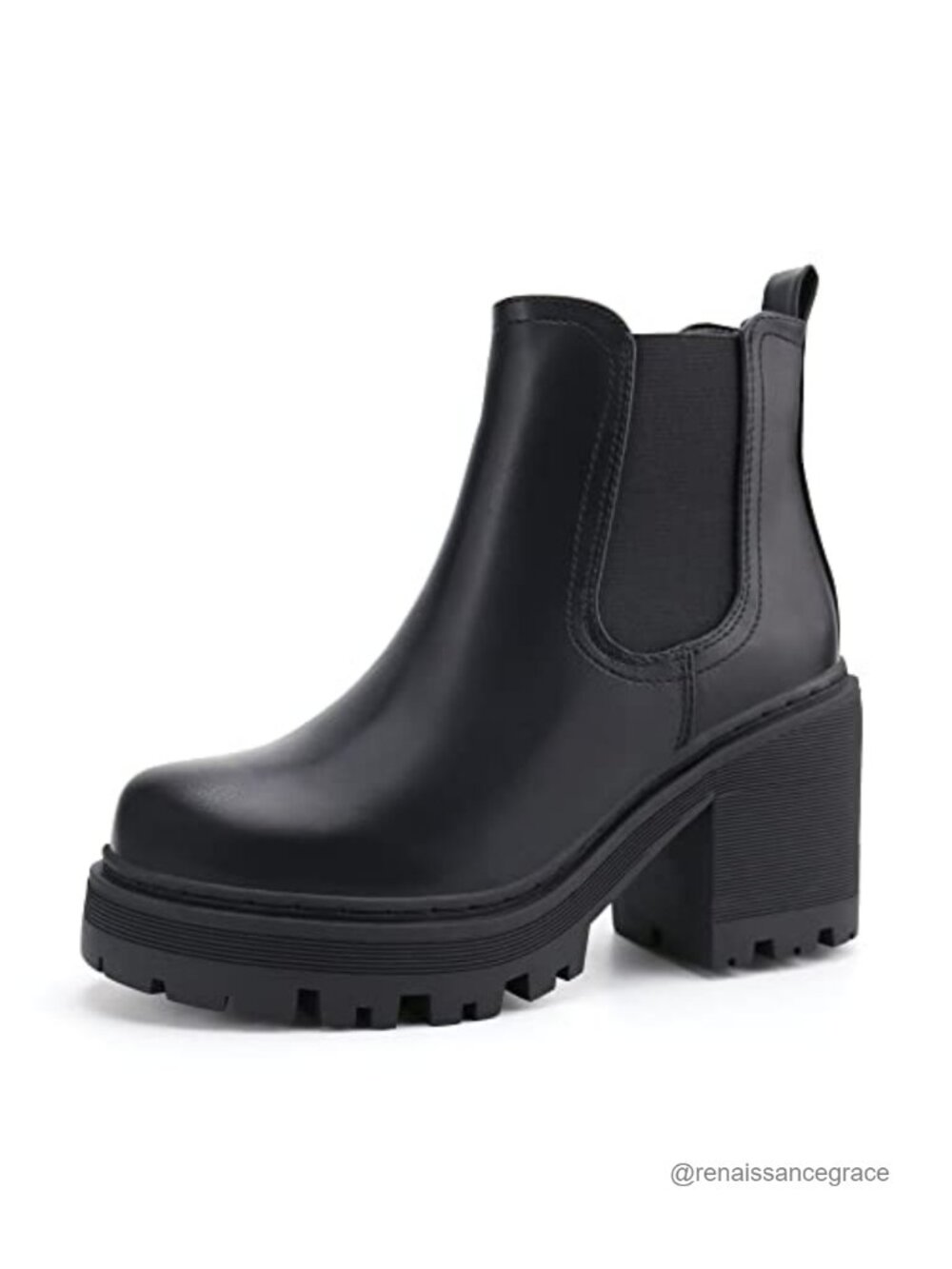 Women Fashion Chelsea Platform Ankle Booties Pull-On Rubber Sole
